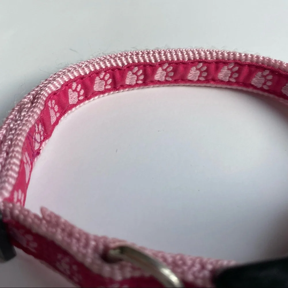 Dog Collar Pink Paws adjustable size 14” to 20” X 5/8” Guardian Gear puppy girl